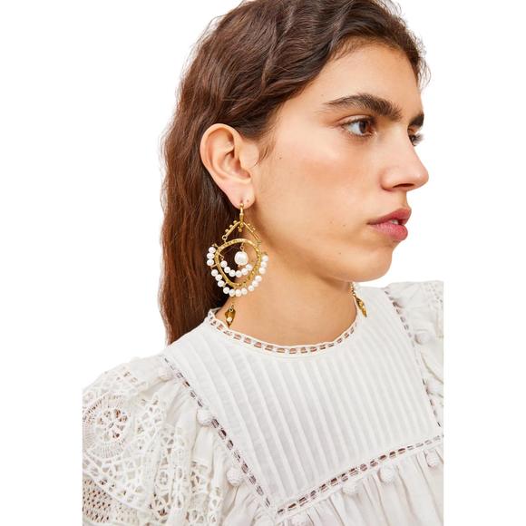 NEW ULLA JOHNSON beaded chandelier earrings in pearl